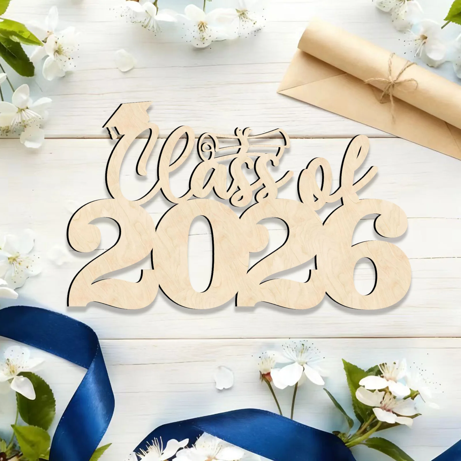 

Wooden "Class of 2026" Graduation Sign, 33x21x1cm, 4mm Thick, Laser-Cut Party Decor, Photo Booth Prop