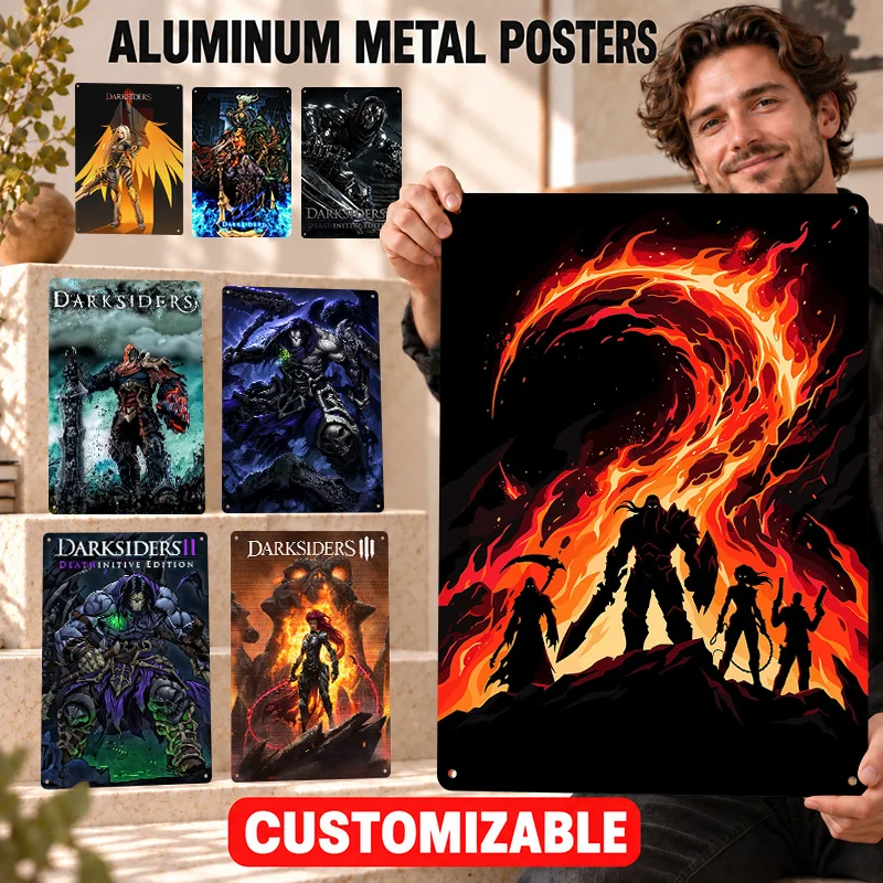 Darksiders Game Textured Metal Posters Customized Aluminum Sign Fantasy Theme Wall Art For Gaming Room Or Bedroom Collector Gift