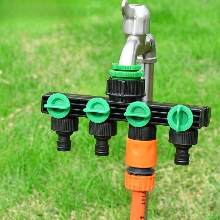

4-Way Water Manifold with Individual Shut-Off Valves, Universal Fit for 1/2" 3/4" 1" Pipes Garden Water Connector