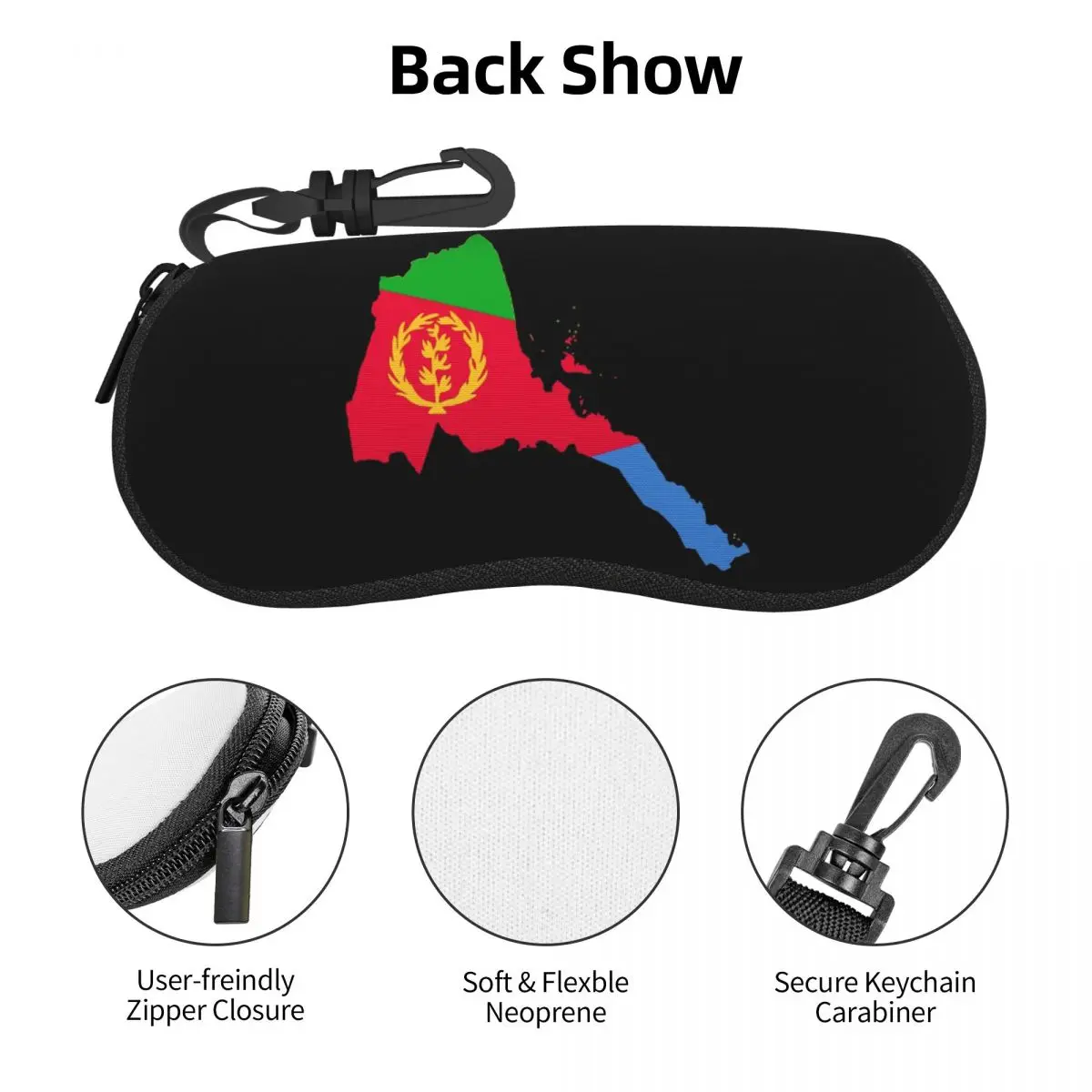 エリトリアの国旗シェルメガネケースプロテクターサングラスボックス女性男性ソフト眼鏡バッグポーチ