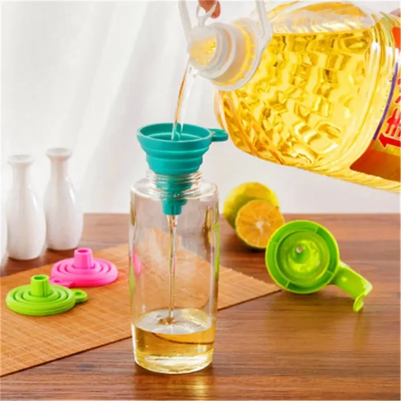 Silicone Foldable Funnel Household Kitchen Cooking Tools Portable Collapsible Funnels For Filling Bottle Liquid Transfer