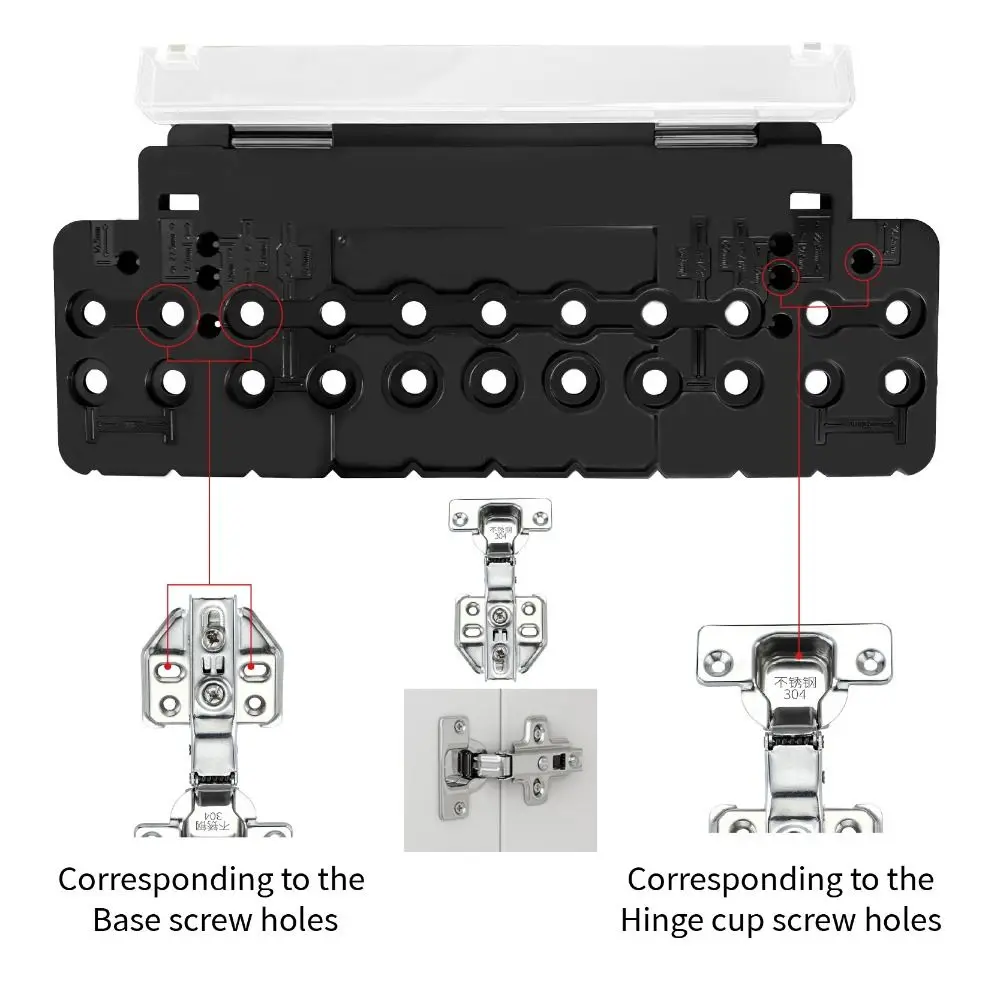 

Thickened Cabinet Hardware Jig Plastic Convenient Cabinet Door Installation Positioner with Drill Bit Easily Adjustable