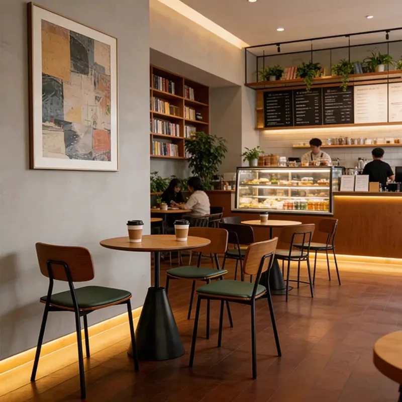 Modern Wooden Restaurant Set Table and Chair Combination for Coffee Shop Cafe Bakery-Wabi Sabi Style Commercial Furniture view 3
