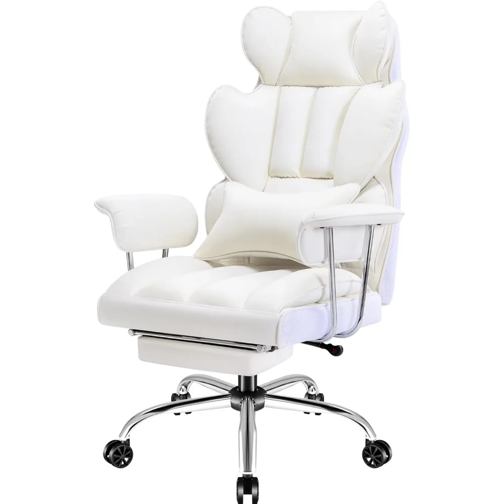 

Big and Tall Office Chair, High Back Leather Gaming Chair with Footrest, Reclining Ergonomic Executive Chair with Lumbar Suppor