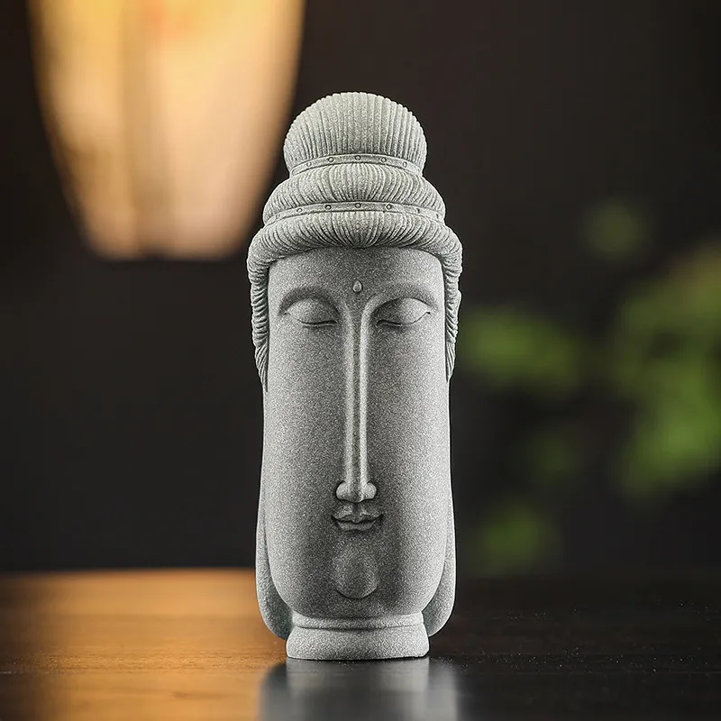 CZ Chinese Large   Head Buddha Head Bodhi Buddha Statue Zen Ornament Home Living Room Entrance Artwork Buddha Decoration
