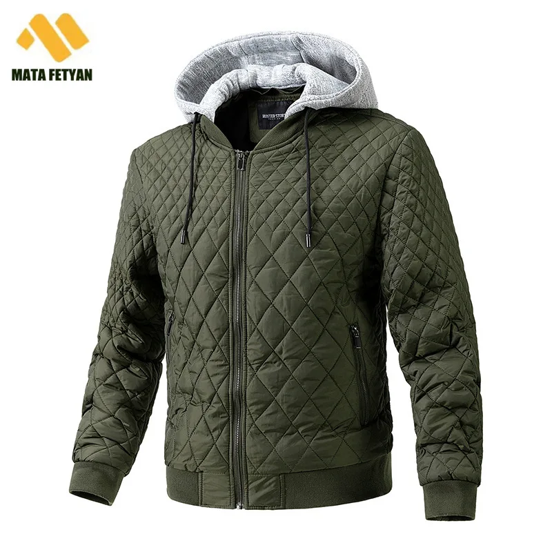 

Autumn Winte Korean Fashion Men's Jacket Diamond Plaid Cotton Coat