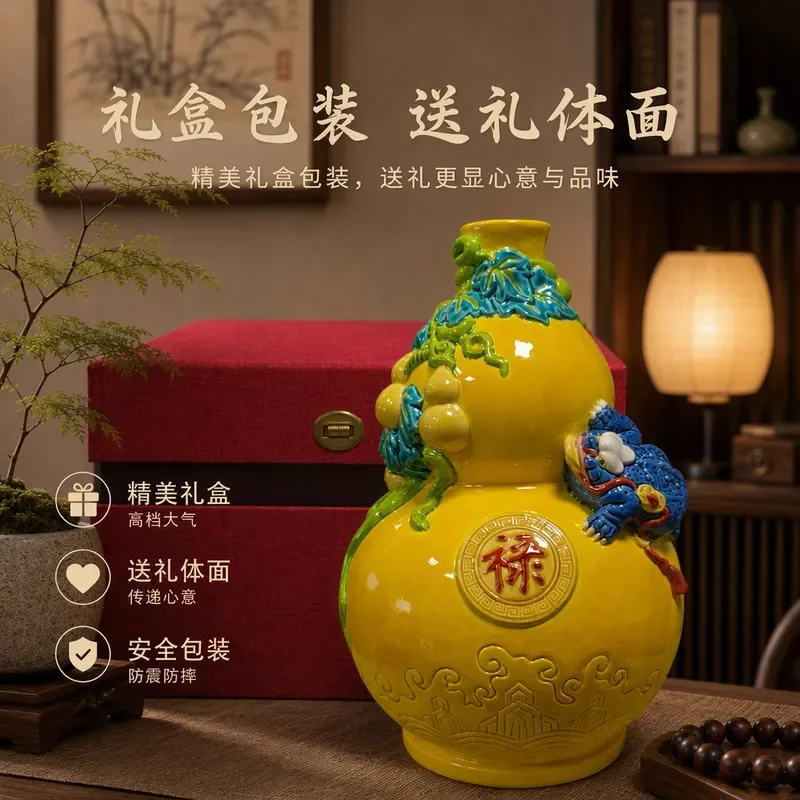 Creative gifts Shiwan pottery toe pottery Fulu continuous Guochao merchandise handmade home high-end ceramic bottle ornament