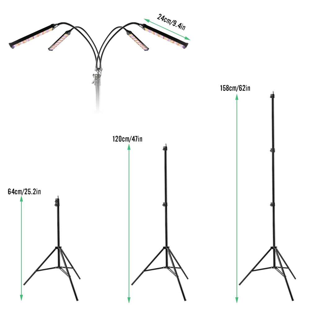 Imagem -04 - Lvjing-full Spectrum Led Crescer Luz Timing Escurecimento Planta Lâmpada Plantas de Interior Flores Vegetais Cabeças Tripé 160w