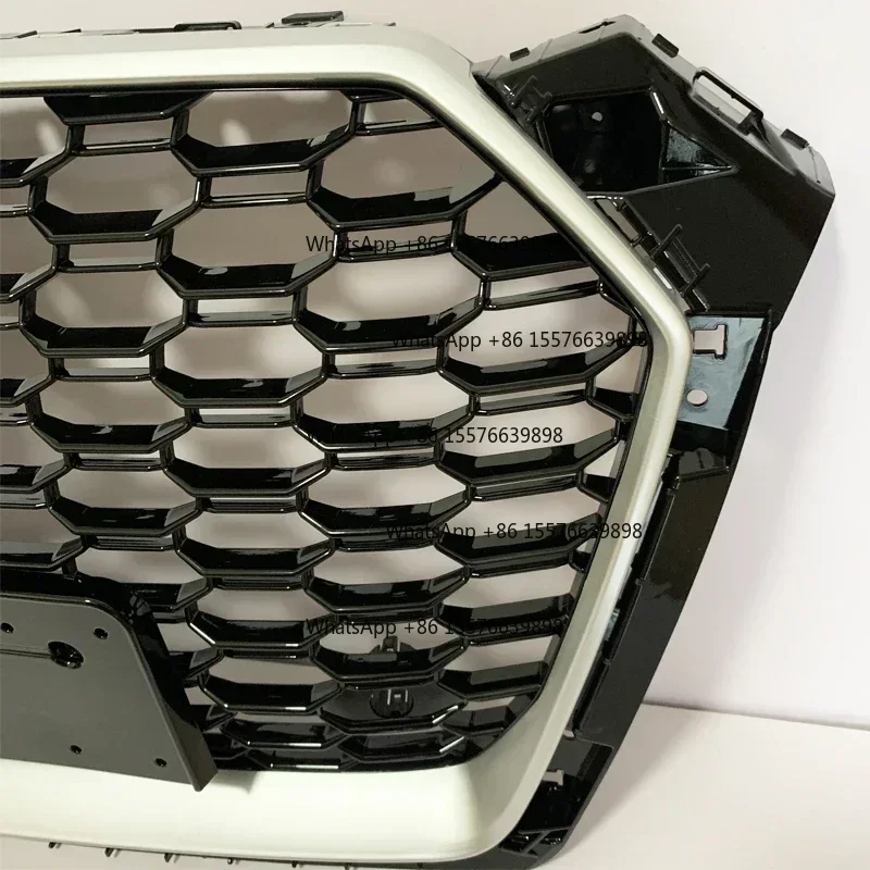 ZOCI-FOR Front Sport Hex Mesh Honeycomb Hood Grill Silver Black Frame  For Audi A5/S5/RS5 Style B9 2017-2019 Car Accessories