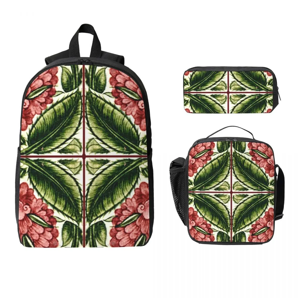 

William Morris Company Designs Backpack Student Boys Girls BookBag School Bag Shoulder Bags 3ps Insulated Lunch Bag Pencil Case
