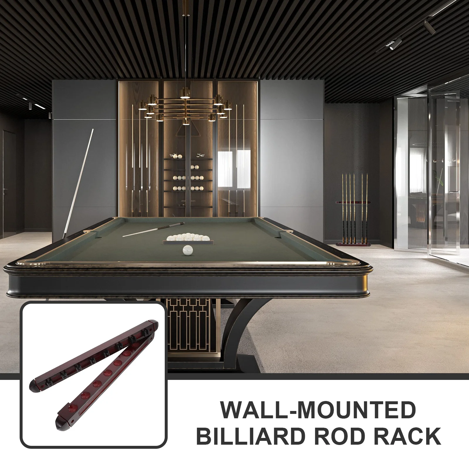 

1 комплект, 1 комплект, настенное крепление, деревянный держатель для кия, подставка для хранения палок с несколькими отверстиями для аксессуаров для бильярдного стола