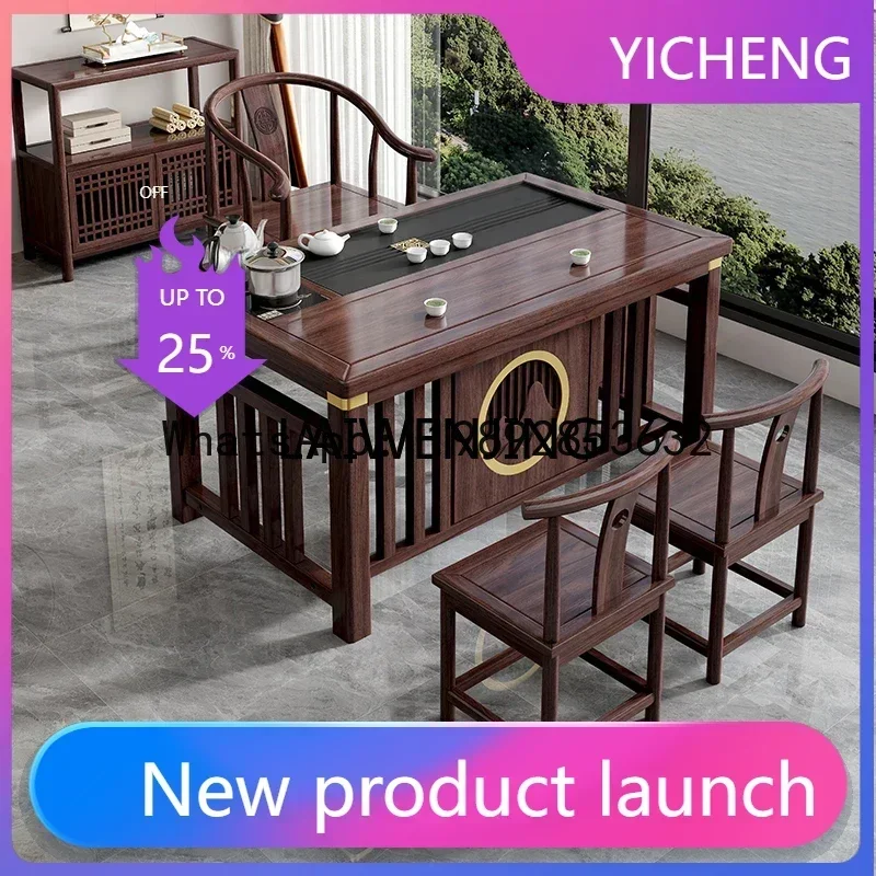 b  balcony solid wood tea table and chair combination coffee set one and five chairs household tea table