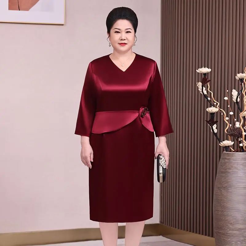 

Yourqipao Chinese Red Satin Traditional Mother Of The Bride Cheongsams Evening Dresses Plus Size Wedding Guest Party Gowns