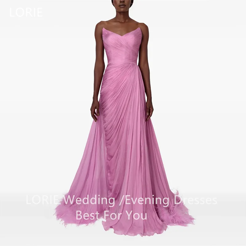 

LORIE 2025 Customized A-Line V-Neck Party Dresses Strapless Pleat Evening Prom Dress Floor-Length Special Occasion Prom Gowns