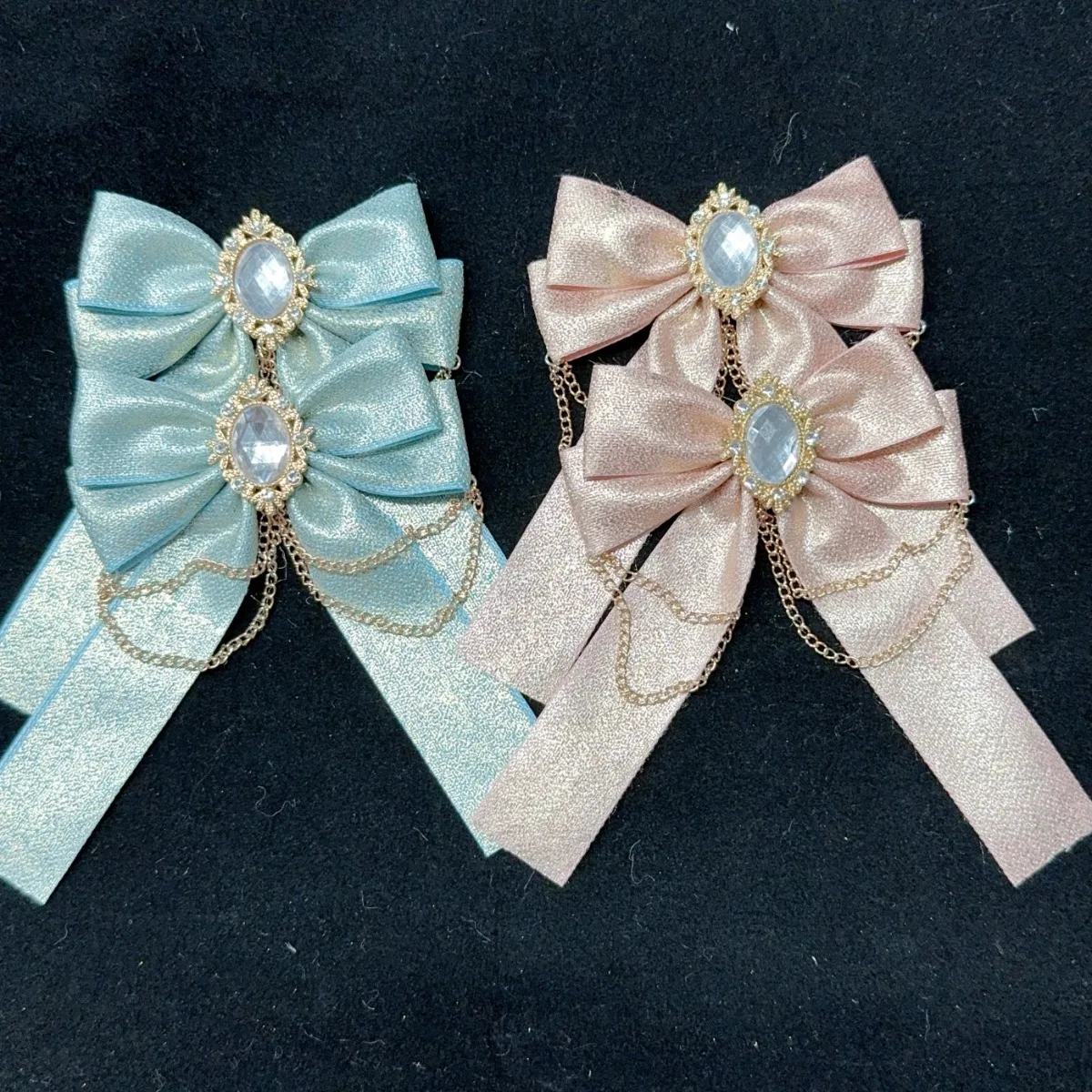 

Luxury Rhinestone Lolita Bow Tie Brooch Anime Concert Support Stick Handmade Exquisite Sparkling Ribbon Bowkont Accessories