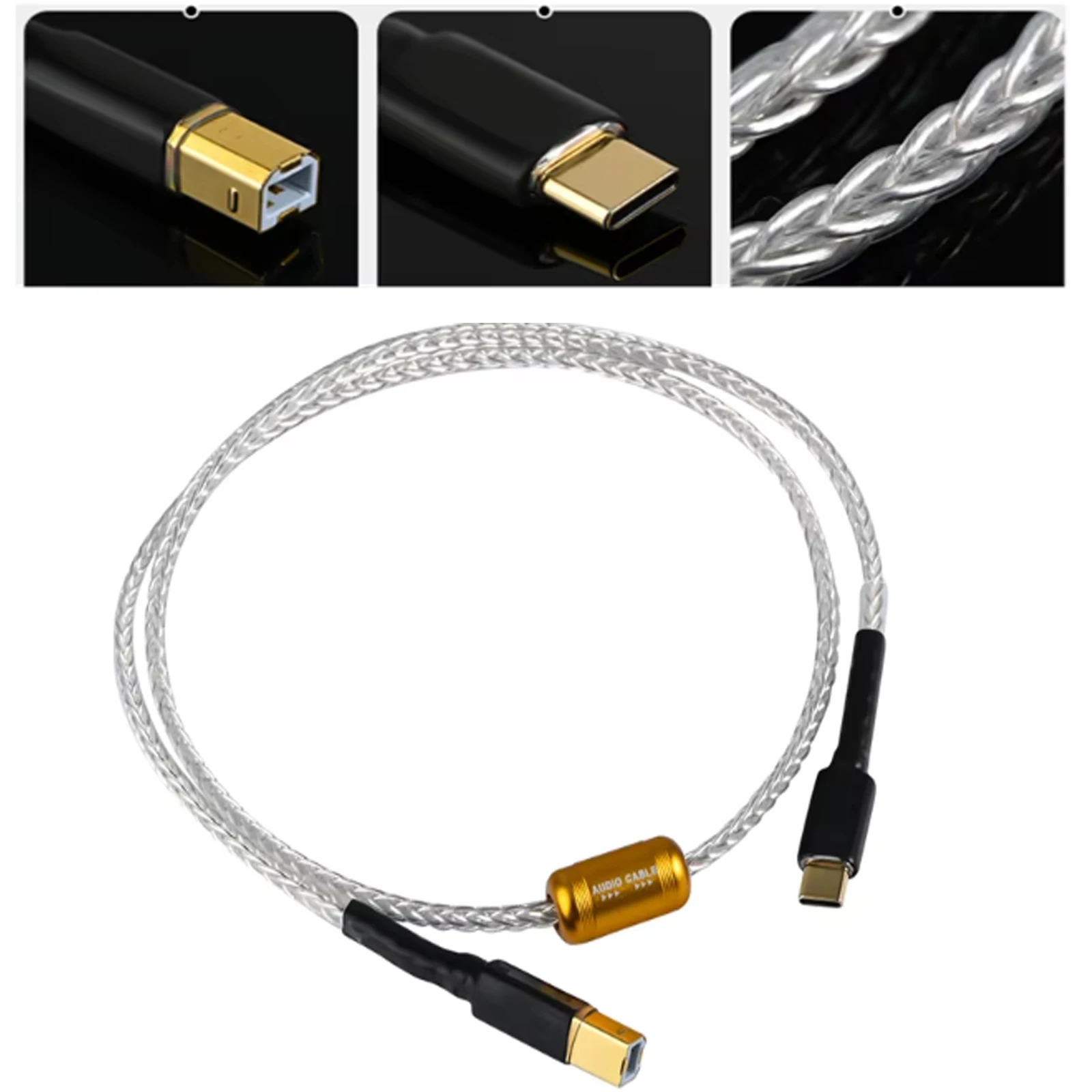 

Посеребренный медный кабель OTG Type-C - USB B для декодирования, для мобильных телефонов, компьютеров, принтеров