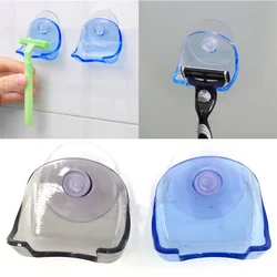 Clear Blue Suction Cup Razor Rack Plastic Bathroom Razor Holder Shaver Storage Rack Wall Hook Hangers Towel Sucker Bathroom Tool