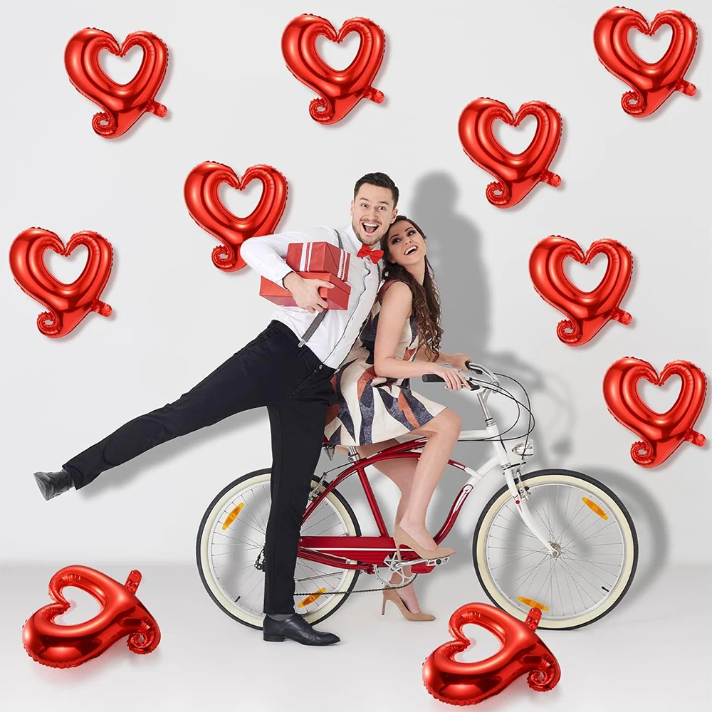 18inch Heart Foil Balloons Colorful Romantic Hook Heart Shaped Helium Balloons Valentines Day Wedding Party Decorations Supplies