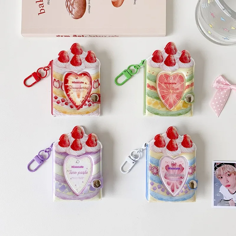 

Cute Strawberry 2 Inch Kawaii Keychain Pouch for ID Card Student Kpop Photocard Storage Book Collectible Card Holder for Girls