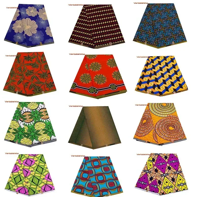 Ankara African Prints Batik Pagne Real Wax Fabric Africa Sewing Wedding Dress Crafts Material 100% Polyester Tissu  A-5