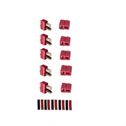 2/5/10 Pairs 20Pcs Red Non-slip Deans 2 Grips T Style Plug Connector Male Female with Heat Shrink for RC Lipo Battery ESC Motors