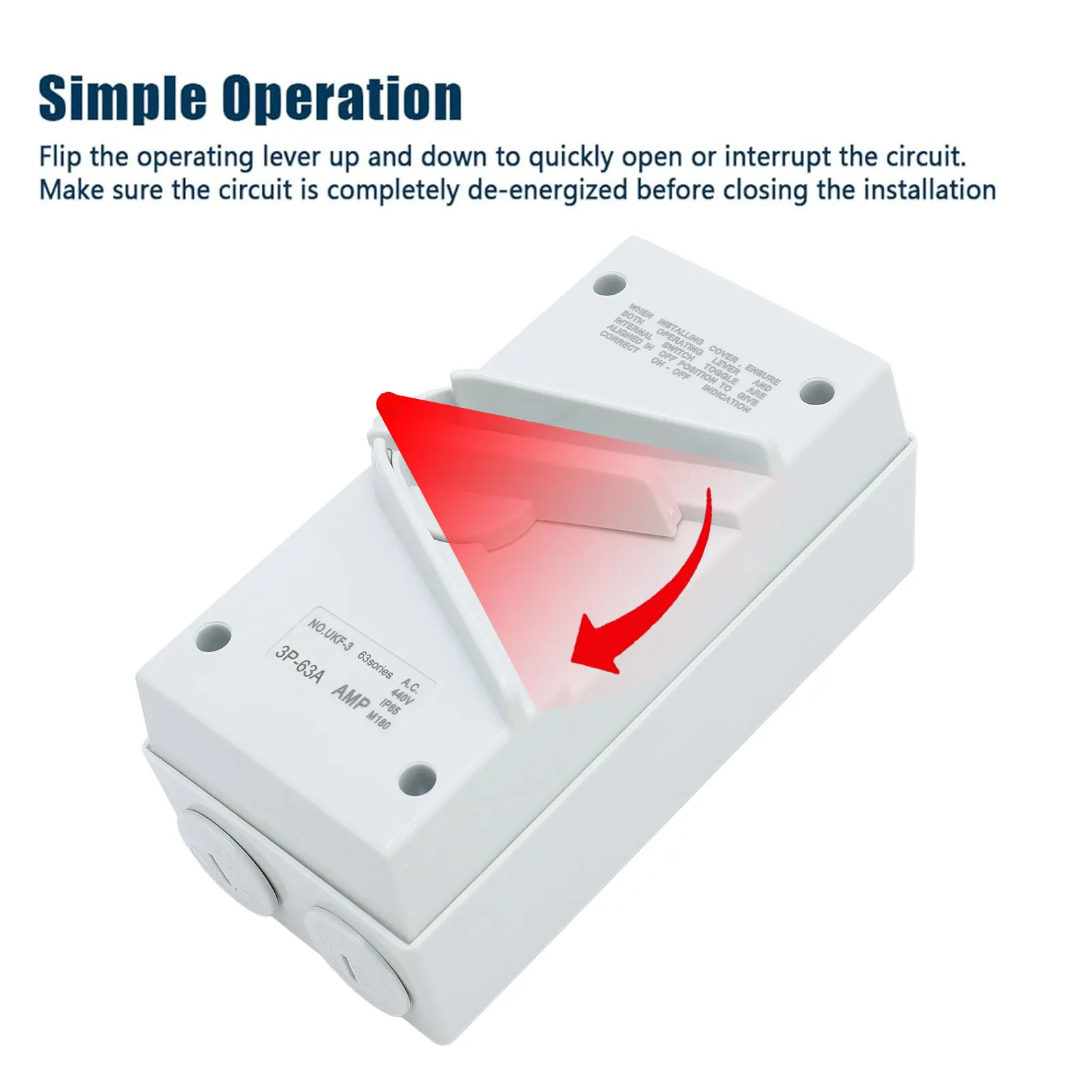 63A 440V AC Разъединитель Закрытый двигатель Разъединитель AC440V 63A 3-полюсный IP65 Водонепроницаемый закрытый автоматический выключатель двигателя
