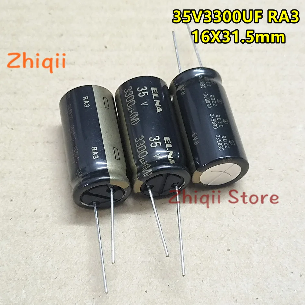 5 قطعة/10 قطعة 35 فولت 3300 فائق التوهج ELNA RA3 35V3300UF 16x31.5 مللي متر الصوت مكثف 3300 فائق التوهج 35 فولت الذهب الأسود قذيفة جديدة حقيقية #1