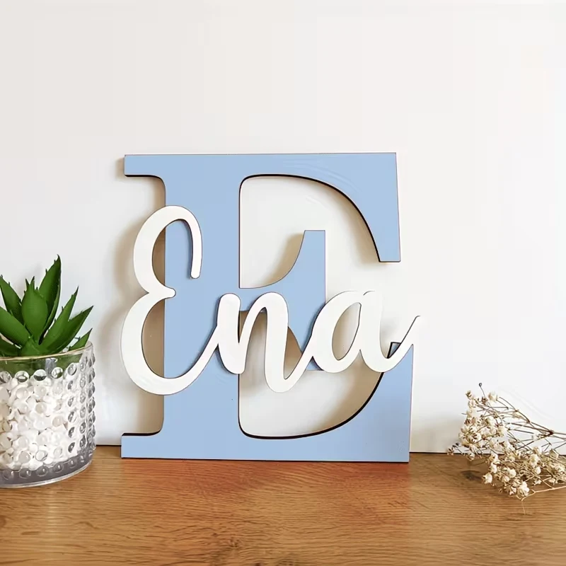 1pc Wooden Double-layer Letter Door Sign, Customized Name/letter, Personalized Decoration Gift, Home Wall Decoration