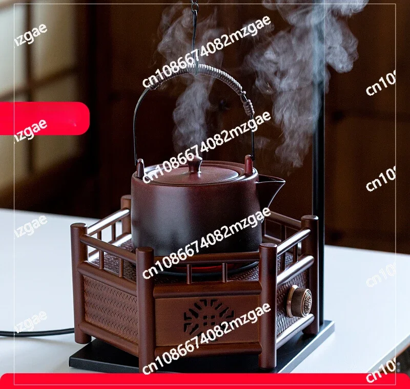 Stove Surrounding Stove Boiling Teapot Bamboo Woven Small Mini Tea Stove Retro Electric Heating Health Home Kettle Set