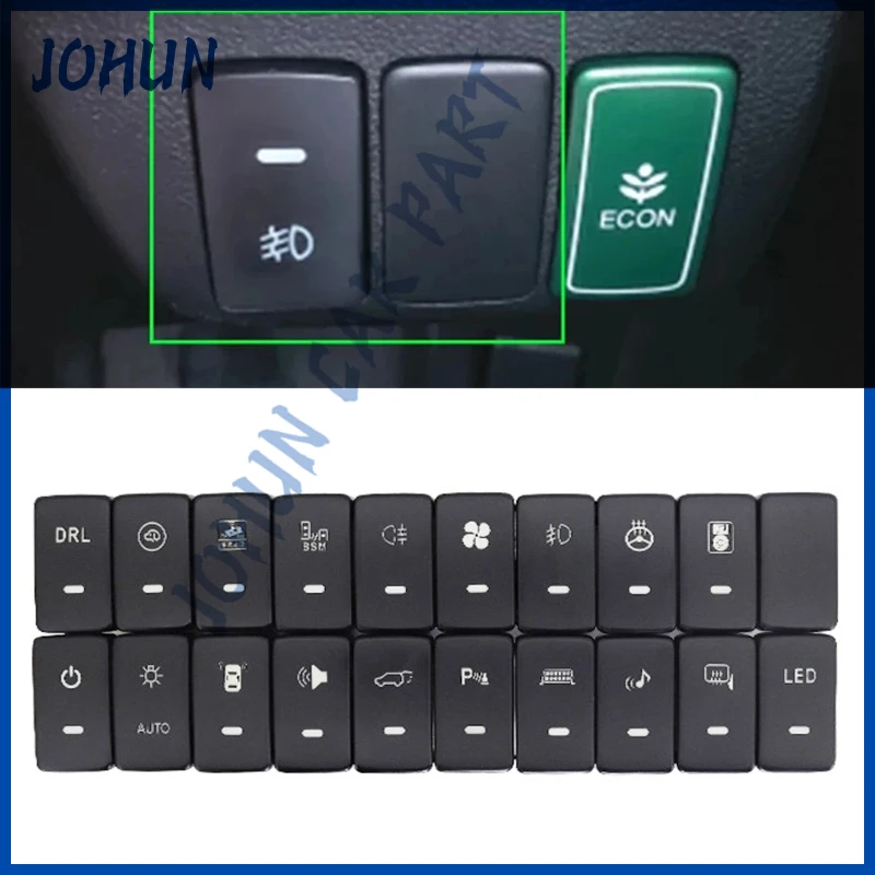 1PC Car LED Front Fog Light Turn On Trunk Music Radar Car Monitor Switch Button for Honda Civic 12-14 CRV 07-16 Accord 08-13 New