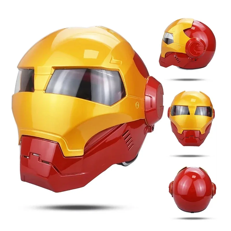 خوذة دراجة نارية كلاسيكية كاملة الوجه من ترانسفورمرز - تصميم عتيق قابل للطي للرجال - معدات ركوب جرافيك خفيفة الوزن