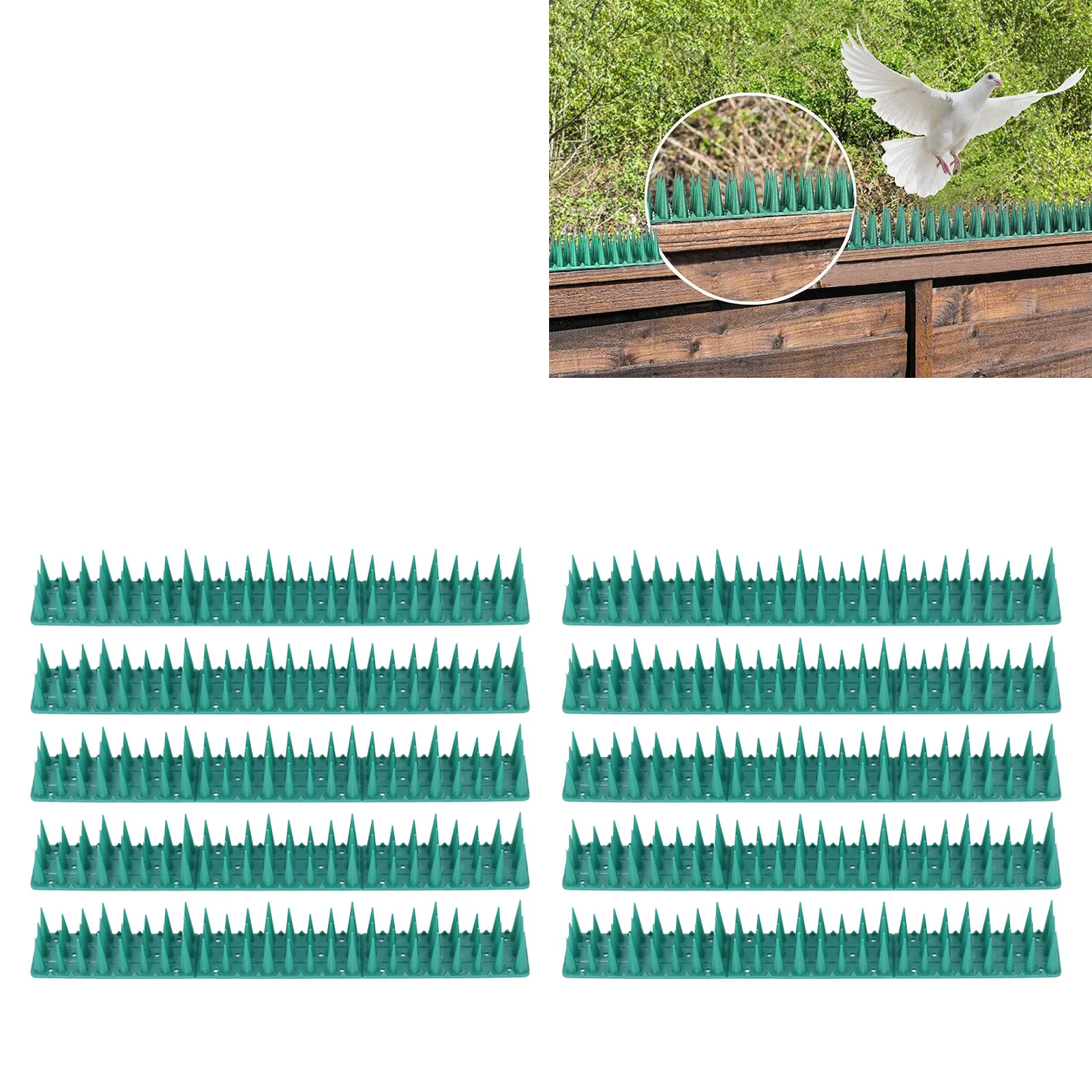 Anti-Vogel- und Katzen-Kunststoffspikes 10 Stück, 36 cm biegbare Zaunspikes, geeignet für Wandplatte, einfach zu installieren, sicherer Schutz
