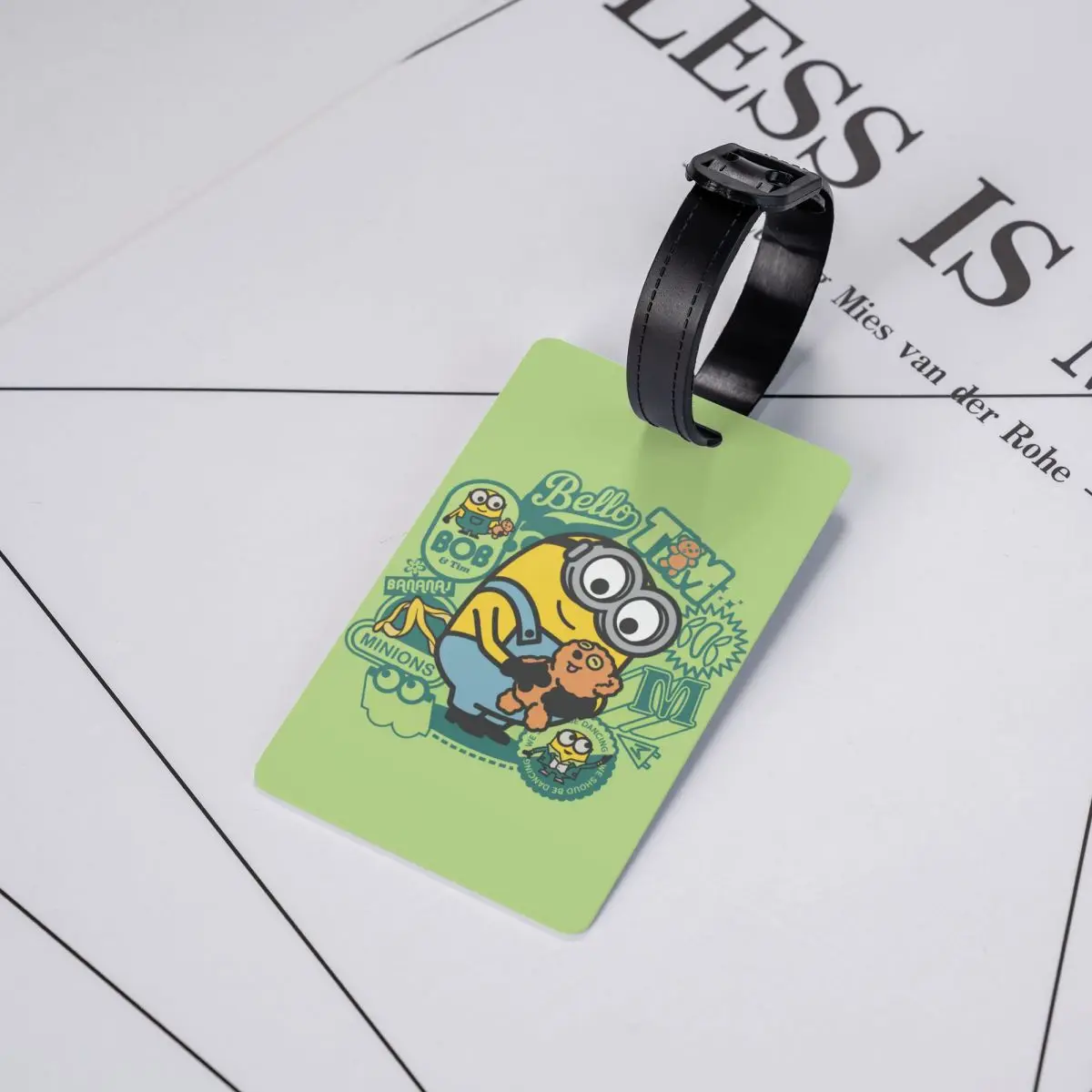 Tag bagasi Minion kustom untuk koper perjalanan penutup privasi Label ID