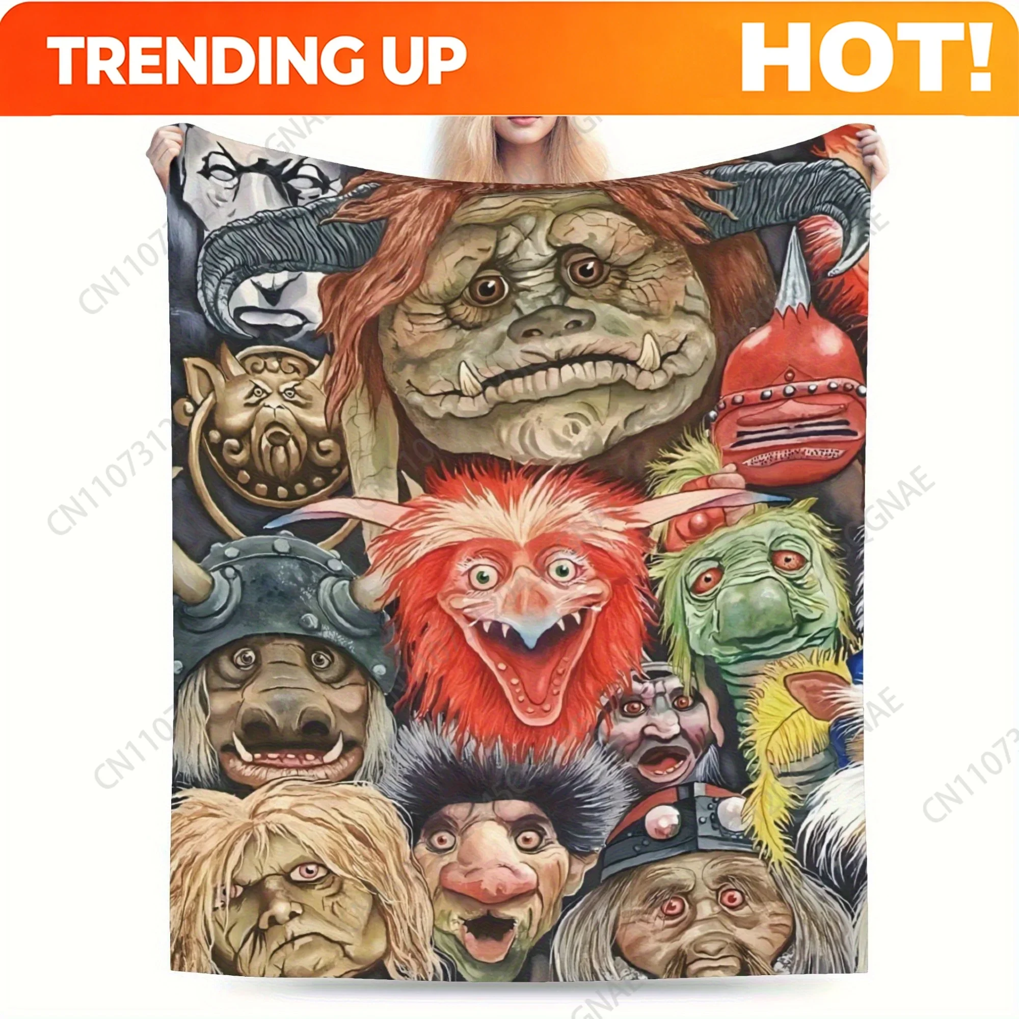 Custom Labyrinth Movie Ultra-Soft Flannel Throw Blanket - Jareth Goblin King & Fantasy Creatures Design, All-Season Cozy Blanket