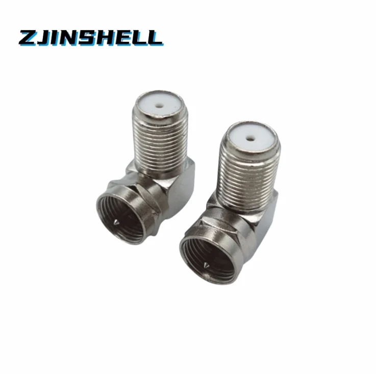 2PCS copper F male plugs to F female right angle 90 elbow satellite antenna adapter coaxial TV connector curved right angle