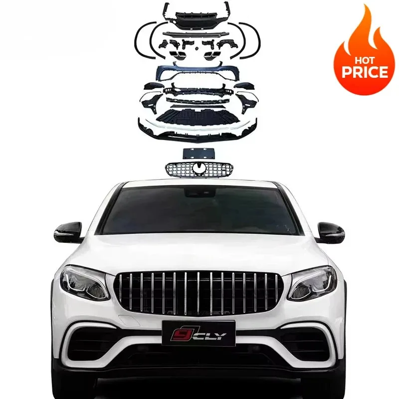 

Комплект автомобильных бамперів для GLC Coupe C253 (GLC300/GLC260 Facelift) — задний бампер в стиле GLC63, гриль, внутренняя подкладка