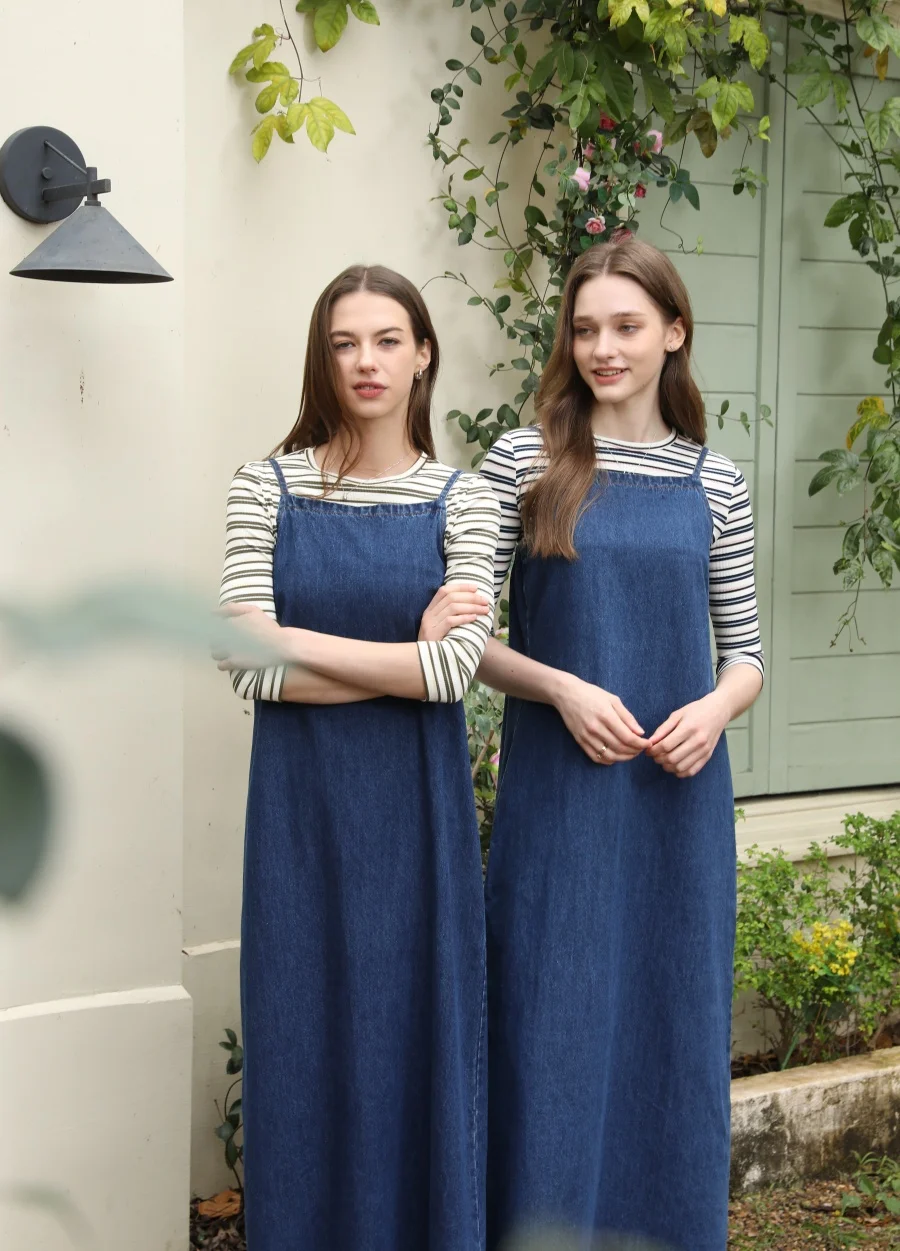 AS 2025 – robe pull en denim pour adolescentes et femmes, tenue en jean à bretelles réglables