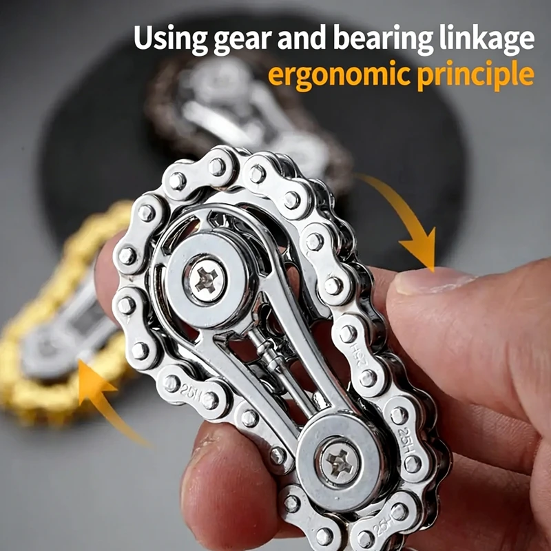 سبينر معدني للعب باليد، جيروسكوب للأصابع، سبينر مضاد للتوتر والقلق، سبينر معدني بتصميم سلاسل الدراجات، ألعاب سبينر للبالغين والأطفال