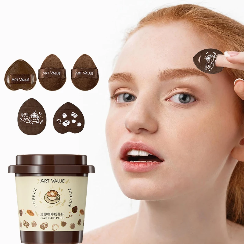 ชุดเครื่องมือแต่งหน้า 5 ชิ้น ฟองน้ำพัฟขนาดเล็กสำหรับลงรองพื้นแบบคุชชั่น บีบีครีม คอนซีลเลอร์ และเครื่องสำอางอื่นๆ