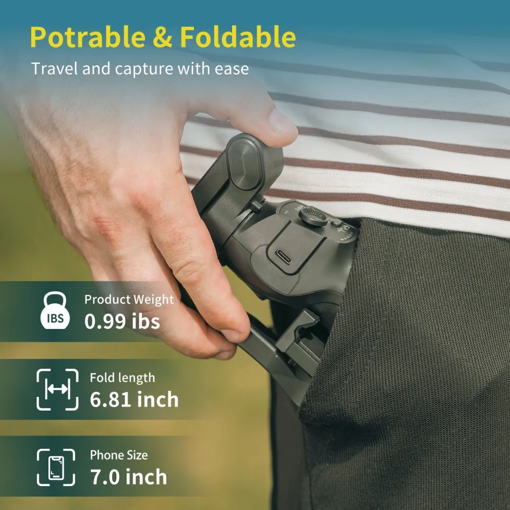انحراف محمول باليد، مثبت للهاتف المحمول ثلاثي المحاور، مضاد للاهتزاز، وجه ذكي، عصا سيلفي متابعة، مثبت خارجي محمول