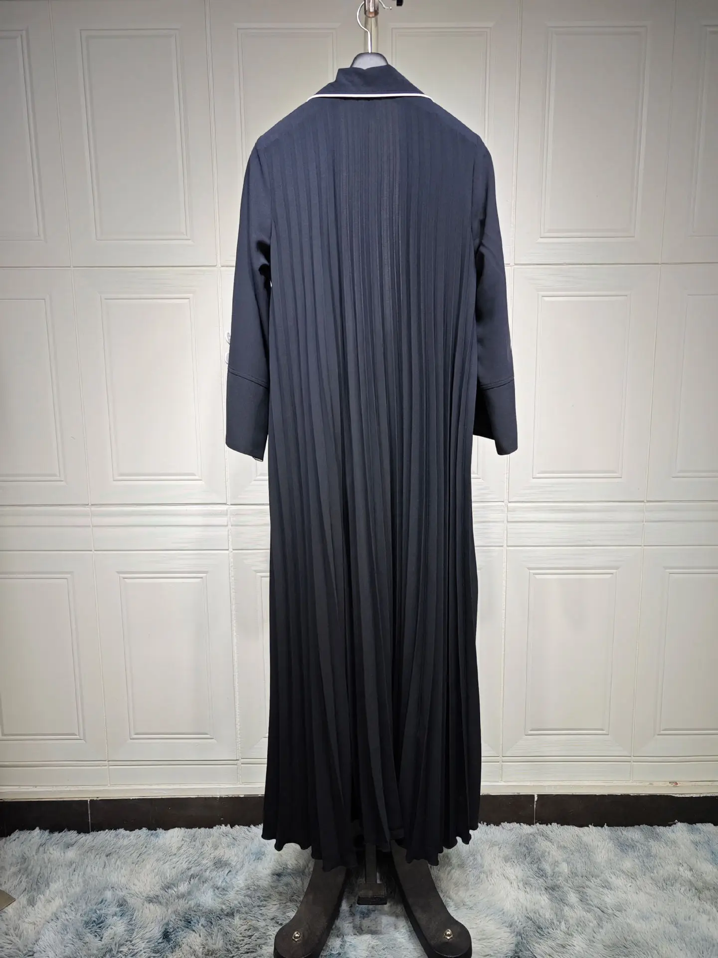 Muslim Ramadan Eid Black Open Front Abaya Patchwork Jalabiyat Casual Loose Moroccan Jilbab Gulf WomenTurkish African Robes