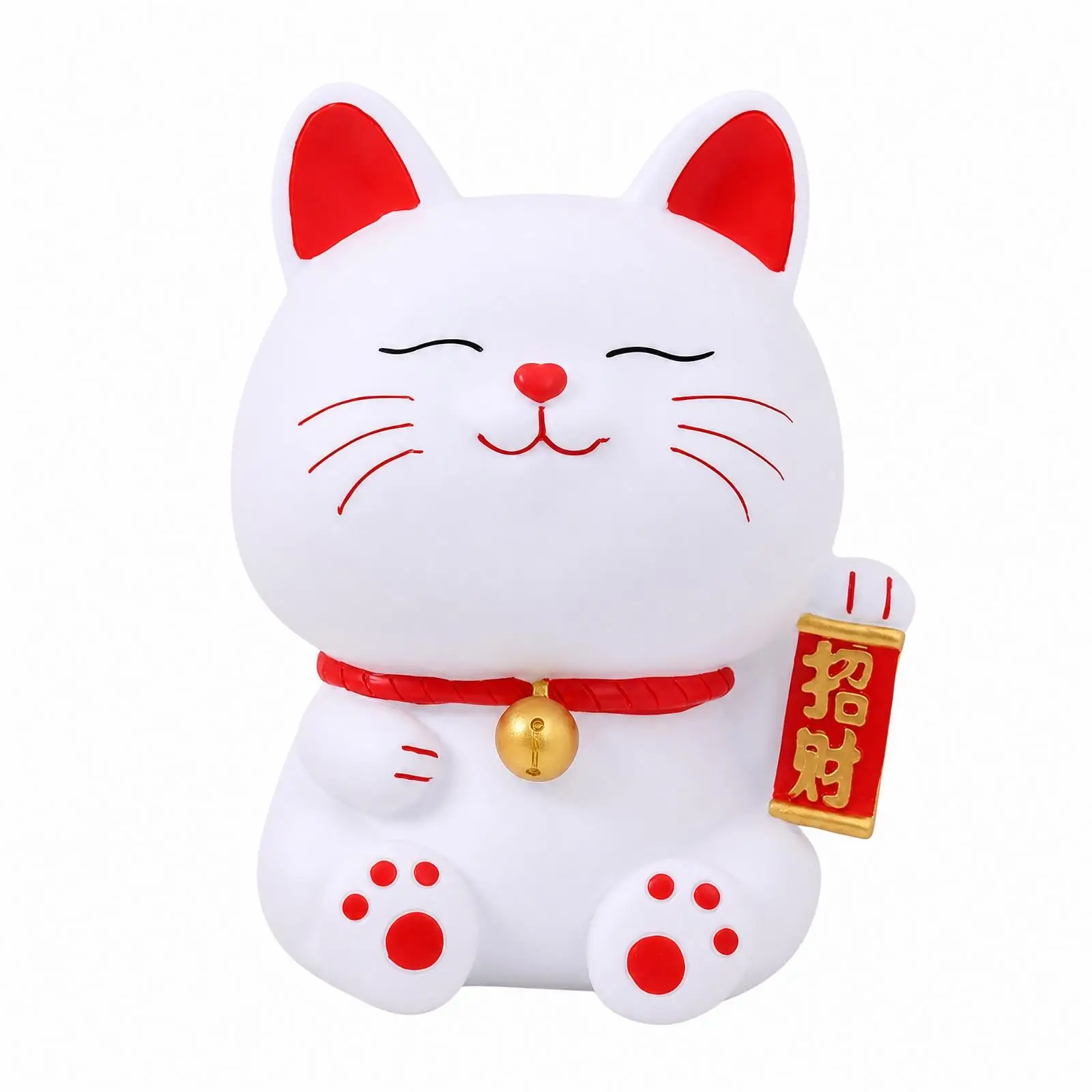 Lucky Cat Money Box Vinyl Piggy Bank with Cheerful Bell Detail Adorable Savings Container for Home Shelf Desk Display