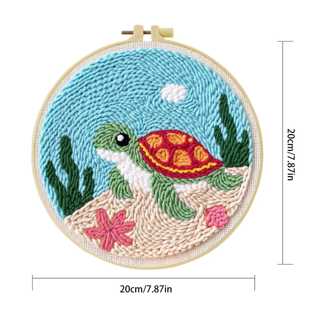 20X20CM/7,87 Zoll Tier - Meeresschildkröte Stanznadel-Stickset, Stickerei-Kit, gestrickte Stickerei, DIY, handgemachtes Geschenk – Detail 2