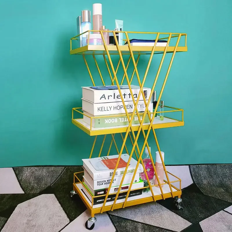 Nordic Mobile Trolley Storage Rack with Wheel Storage Basket Rack Toilet Floor Rack Multi-layer Trolley Carts Kitchen Furniture