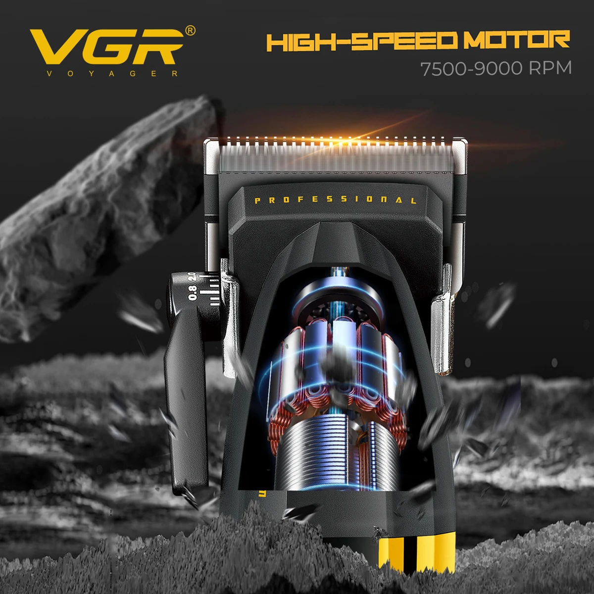 Vgr V-285 9000rpm máquina de cortar cabelo profissional para homens display led lâmina dlc sem fio lâmina cerâmica aparador cabelo máquina corte