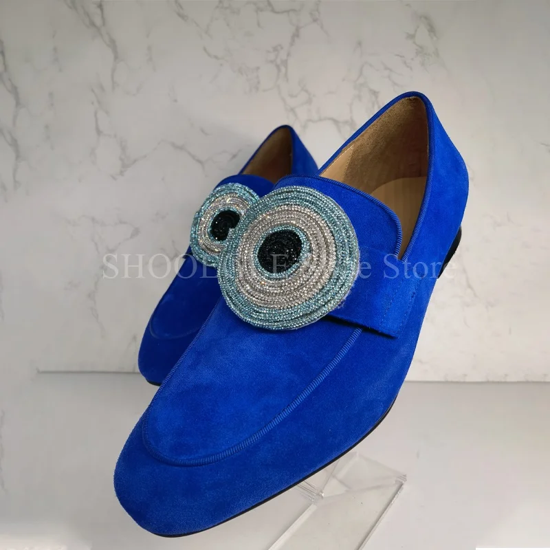 Suede Detachable Decoration Men\'s Loafers Office Business Dress Wedding Shoes Genuine Leather Men Casual Spring Single Shoes