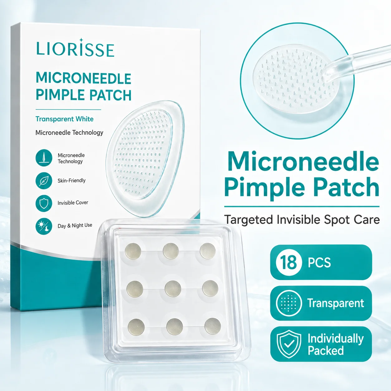 18PCS Microneedle Beauty Patches White Round Invisible Makeup Skin Cover Stickers Individually Wrapped Face Care Patches