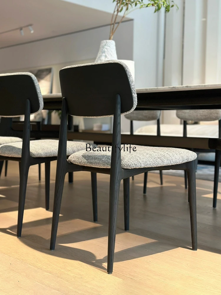 

Modern Minimalist Italian Minimalist Fabric Dining Chair Household Solid Wood Dining Stool Nordic Light Luxury Conference Chair