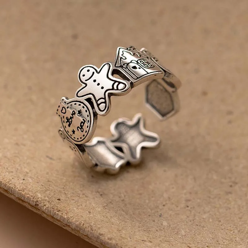 Kawaii Cartoon Rings for Women Simple Cute Adjustable Trendy Korean Ring Funny Personality Party Christmas Jewelry Accesorios