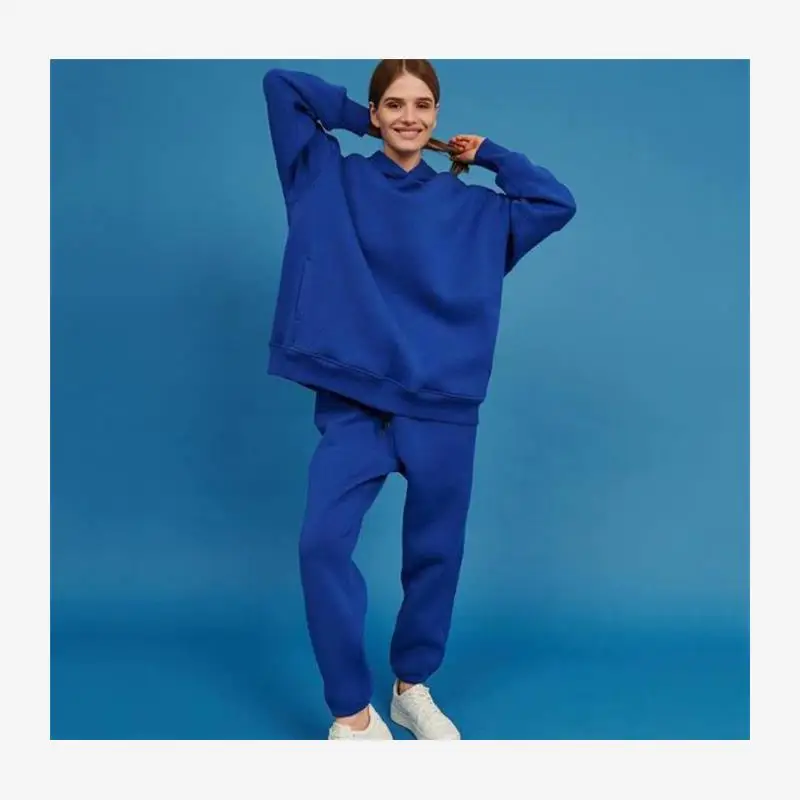 Set da donna in 2 pezzi Abbigliamento sportivo Felpa con cappuccio Completo misto cotone Pantaloni da sette piedi f-Zip Ne Top Faionable Casual Ensemble